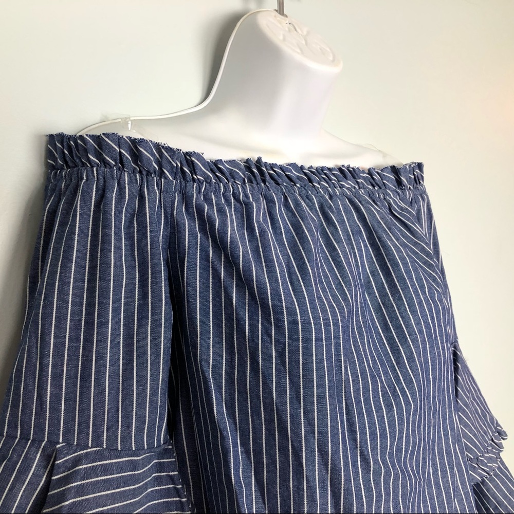 5 Twelve blue striped off shoulder shirt XS